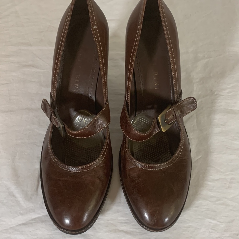 Gianni Bini Brown Mary Jane Style Stacked Wooden Heel, 11B - Picture 2 of 10
